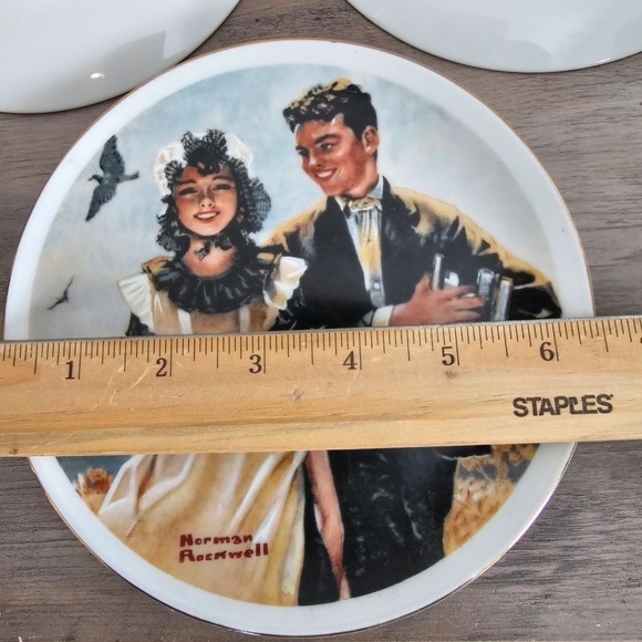 Norman Rockwell Vintage Young Love Collector Plates 3 Set Japan Fine Porcelain - Picture 6 of 10